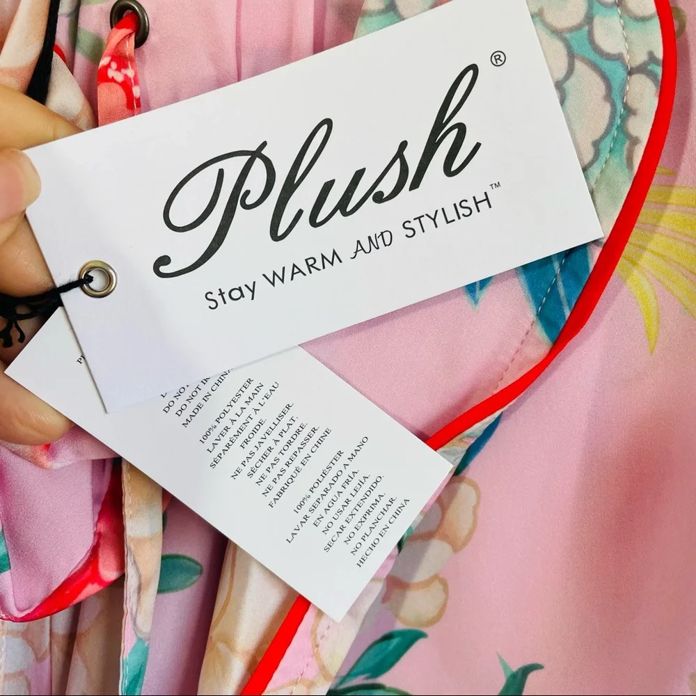 REVOLVE Plush Apparel‎ Pink Multi Floral Print Silky Pajama Set